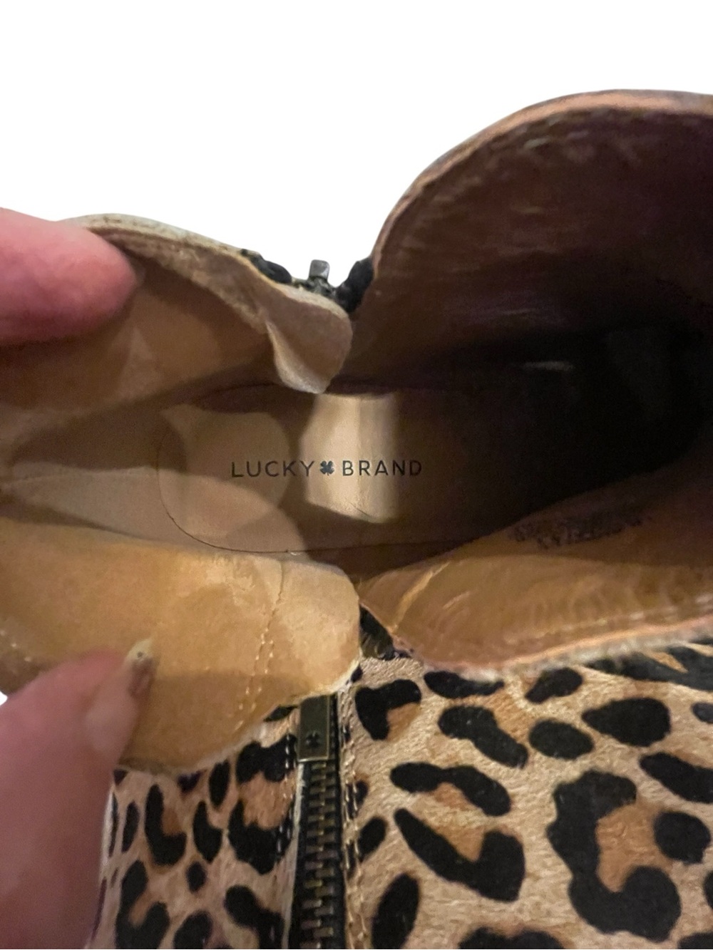 Lucky Brand Basel Leopard Print Ankle Boots Booties in Tan and Black - Picture 9 of 9